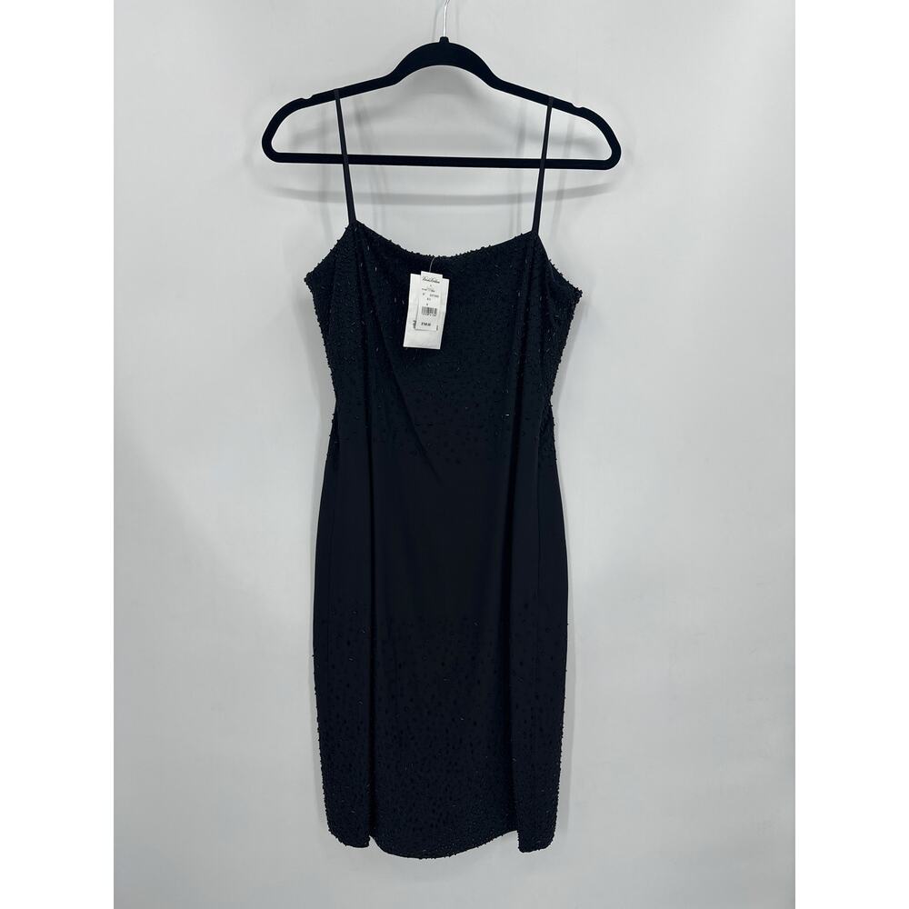 Vintage Brooks Brothers Black Silk Beaded Slip Dress Size 8 NWT